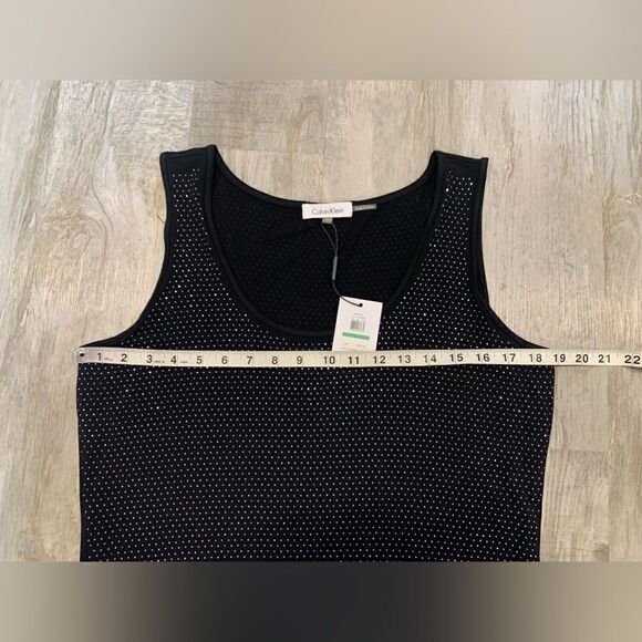 NWT Calvin Klein women’s size large black tank top with all over rhinest… - Picture 12 of 14